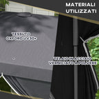 Outsunny Gazebo 3x3 with adjustable height with drainage holes and transport bag, metal, gray - Borgè