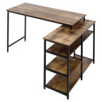 Industrial Corner Desk with 3-Tier Bookshelf, 135 x 90 x 79 cm, Brown and Black