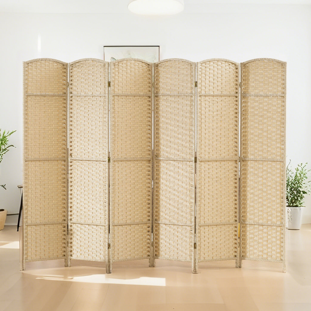 HOMCOM 6-Panel Folding Room Divider, 240x170 cm, Beige