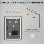 Bathroom Mirror with Touch Switch, LED Light with 3 Temperatures and Anti-fog, 70x50cm