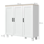 3-Door Wooden Kitchen Sideboard, Adjustable Shelves, Nordic Minimalist Style, 90x30x90cm, White