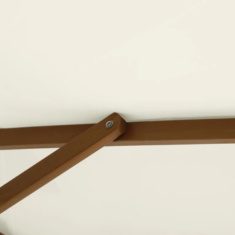 2.5x2.3 m 6-Rib Garden Umbrella, Wood and Polyester, Cream White - Borge' Group Limited