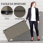 184L PE Rattan Outdoor Storage Chest with Wheels and Waterproof Inner Lining, 102x52x52 cm, Grey