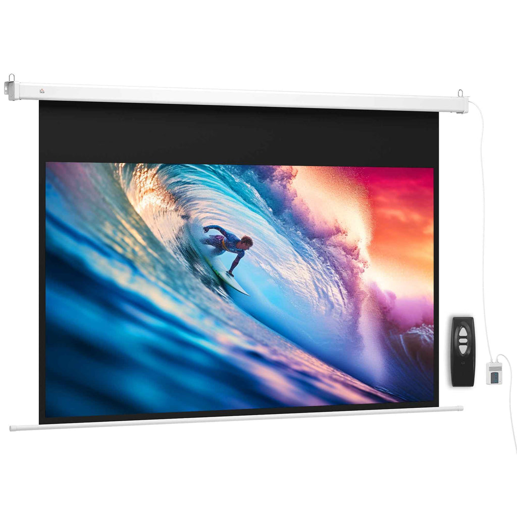 HOMCOM 120-Inch Projector Screen with Remote Control, PVC and Metal, 293x8x193 cm, White