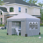 Outsunny 3x3 m Folding Gazebo with Adjustable Height and Windows, in Steel and Oxford Fabric, Light Grey