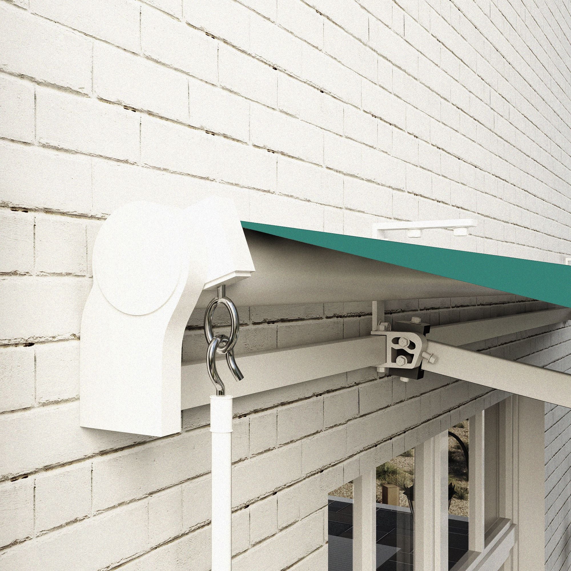 4x2.5m Hand Cranked Metal and Aluminum Outdoor Awning, Dark Green