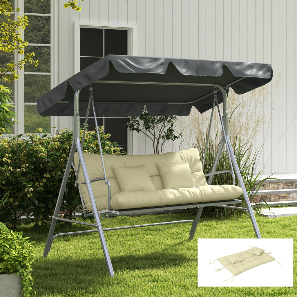 Outsunny Set of 4 Garden Cushions for Backrest and Seat with Padding, in Polyester, Cream