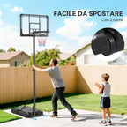 SPORTNOW 6-Height Adjustable Basketball Hoop with Fillable Base and Wheels, Made of PE, Steel and Polyester, Black