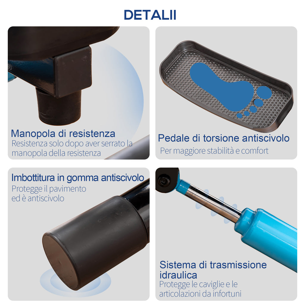 HOMCOM Stepper with LCD Monitor, Adjustable Handlebar and Elastic Bands, 55x53x118-128cm, Black and Blue - Borgè