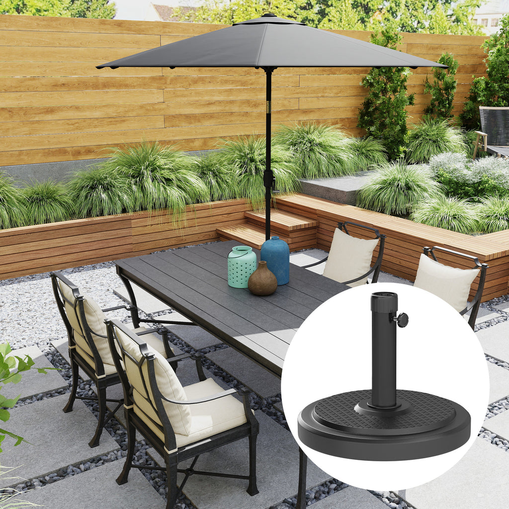 22 kg Round Umbrella Base for Umbrellas Max. 2.8 m and 38 mm or 48 mm Poles, Black
