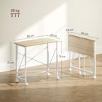 HOMCOM Space-Saving Folding Desk with 4 Wheels and Brake, 80x40x75 cm, Wood