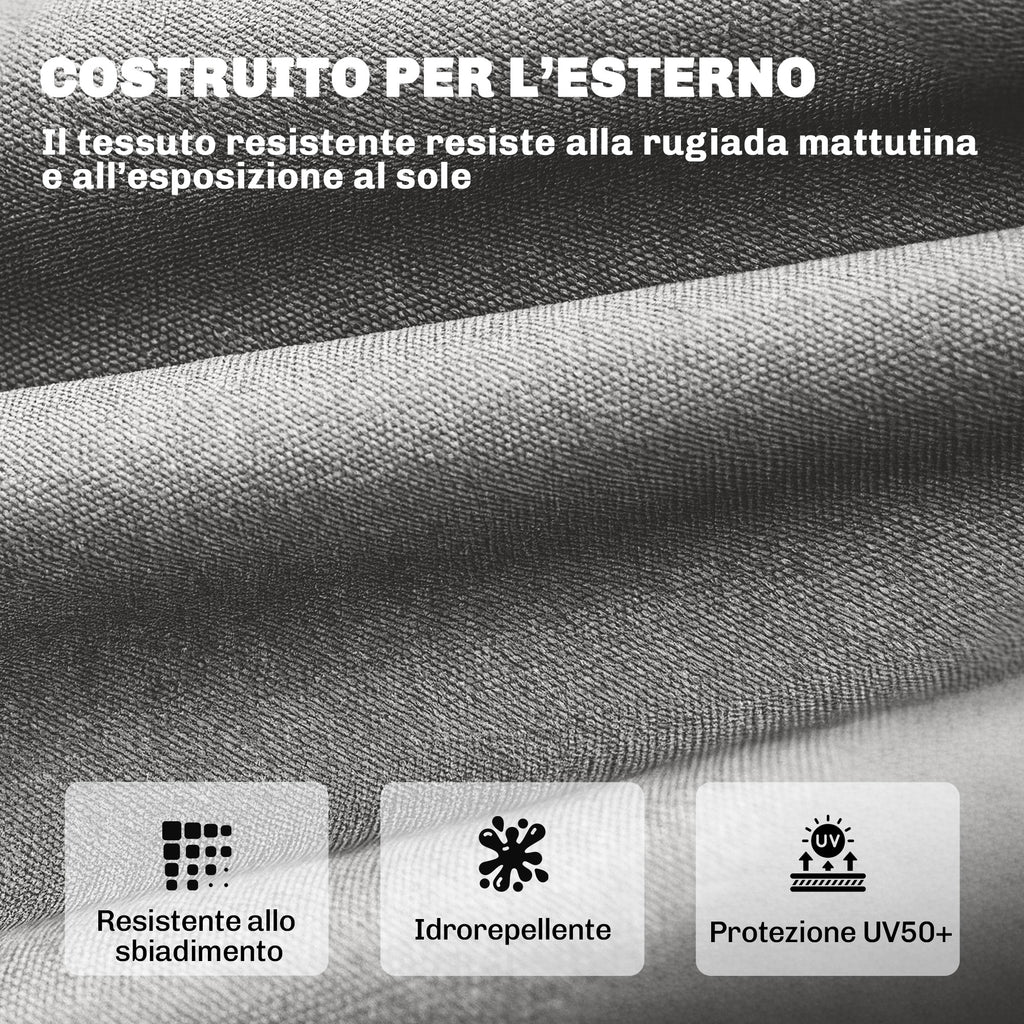 Outsunny Outdoor Chaise Lounge Cushion UV50+, 198 x 65 cm, Light Grey