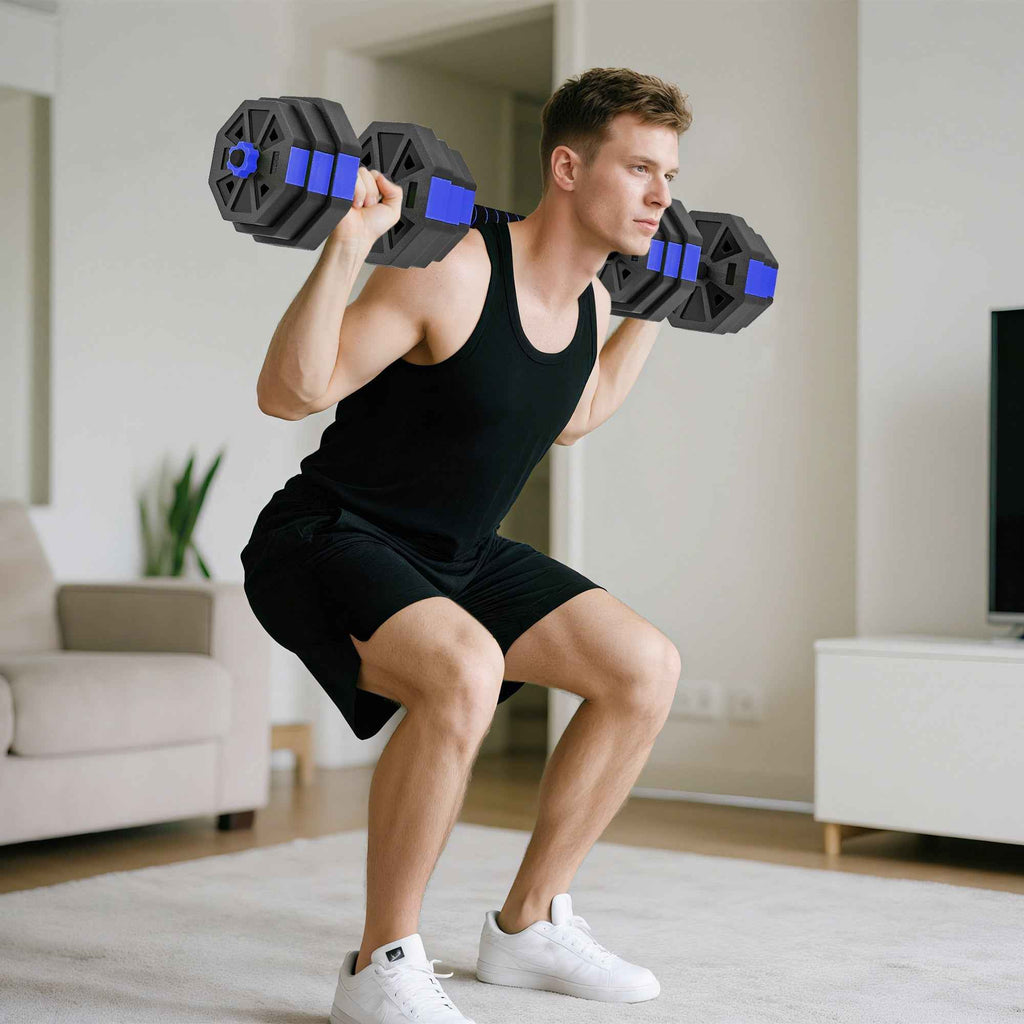 SPORTNOW 6-in-1 Plastic and Sand Gym Weight Set, Can Be Used as Kettlebell, Dumbbell, Barbell, Stand, Blue