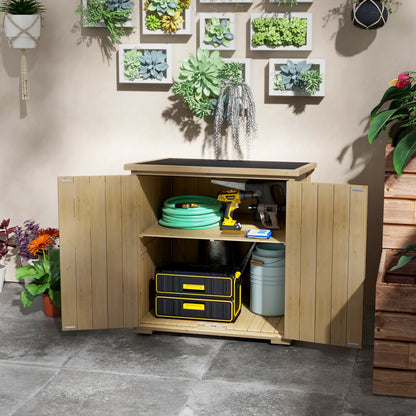 Outdoor Cabinet with Adjustable Internal Shelf and Sloping Roof, in Fir Wood, 77.5x88x90 cm