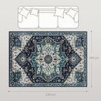 Boho Rug Non-Slip and Washable Short Pile for Living Room and Bedroom, 230x160 cm, Multicolor