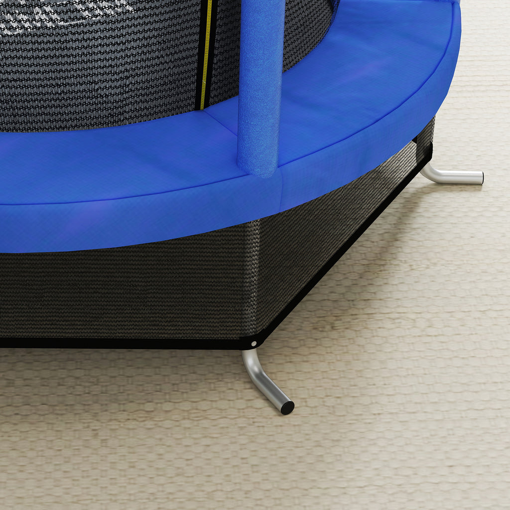Trampoline for Children 3-6 Years with Safety Net, 6 Columns and 3 Entrances, Ø140x190 cm, Blue and Black