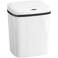HOMCOM 15L Infrared Sensor Trash Can with 2 Opening Modes, Anti-Fingerprint Surface, Bathroom, White
