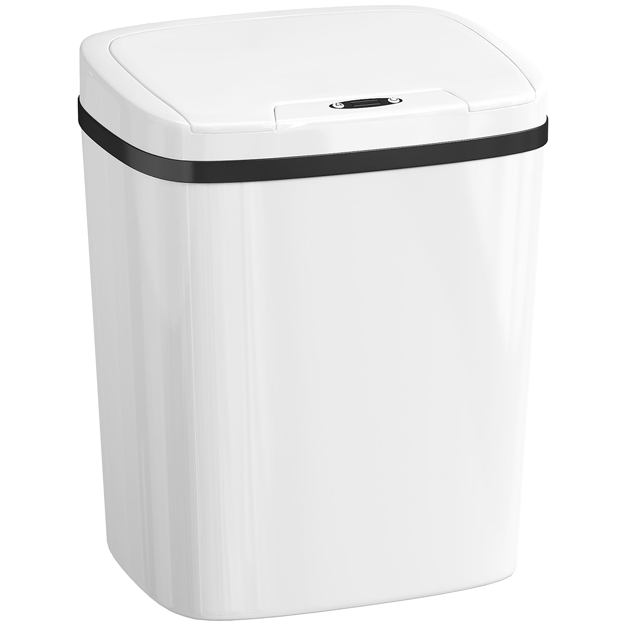 HOMCOM 15L Infrared Sensor Trash Can with 2 Opening Modes, Anti-Fingerprint Surface, Bathroom, White