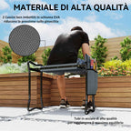 Outsunny 2-in-1 Steel Kneeling Chair with Storage Bag and EVA Cushion, 58x28x49 cm, Grey and Black