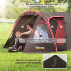 2-4 Person Camping Tent with Separate Rooms, Waterproof with Double Doors, Gray