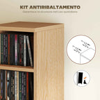HOMCOM Set of 2 CD Racks with 6 Adjustable Shelves for 204 CDs, Wooden, 21x22.5x88.5 cm, Wood Color