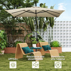 Outsunny 247x247cm Cantilever Umbrella with Cross Base and Crank Handle, in Metal and Polyester, Khaki Color