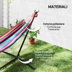 Outsunny Freestanding Hammock with Stand, Adjustable Height and Carry Bag, 310x117x105 cm, Red