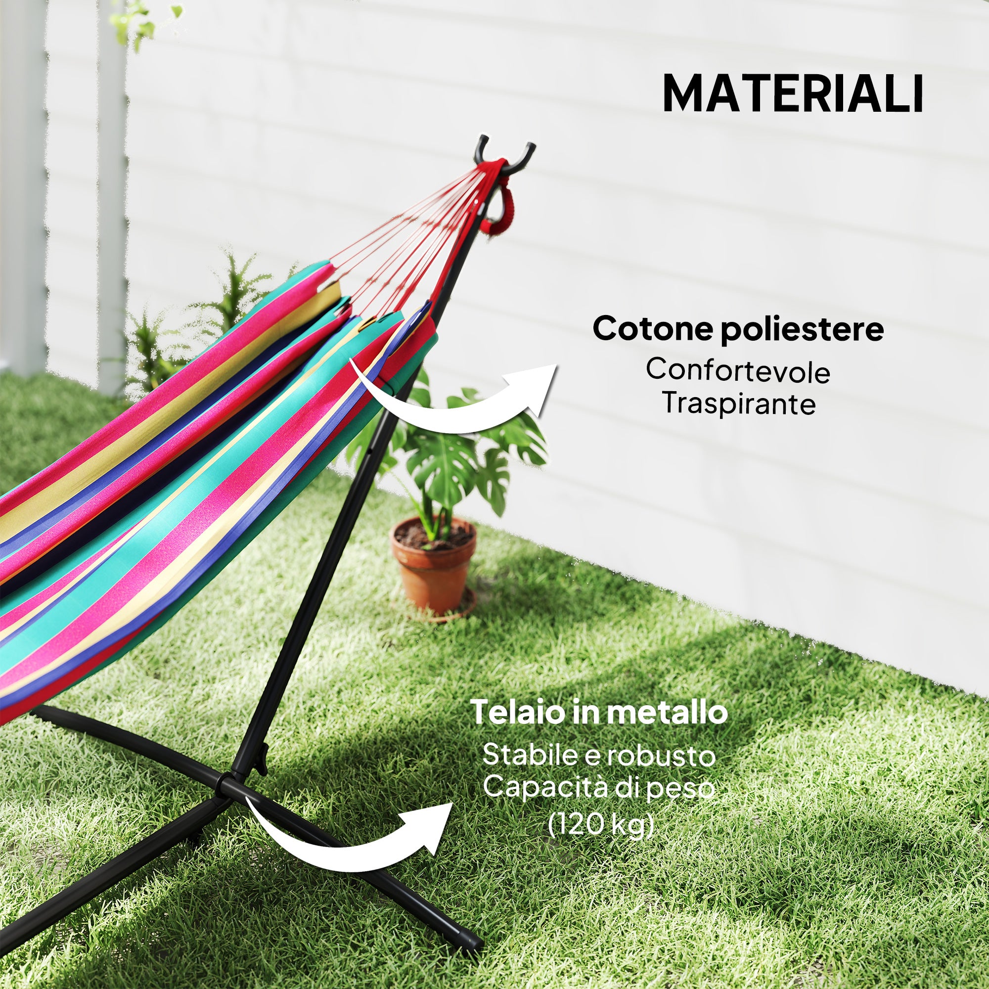 Outsunny Freestanding Hammock with Stand, Adjustable Height and Carry Bag, 310x117x105 cm, Red
