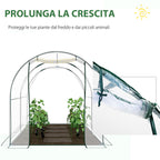 Outsunny Garden Tunnel Greenhouse, Balcony Greenhouse for Plants and Vegetables with PVC Cover, Roller Door and Steel Frame, 2x2.5x2m