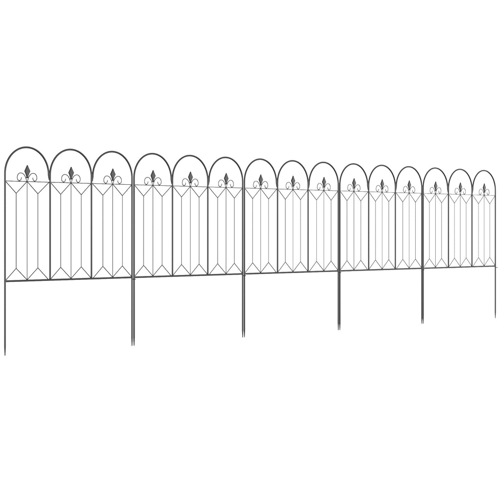 5-Panel Outdoor Metal Fence with Pickets, 305x79.5 cm, Black