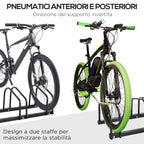 HOMCOM Bicycle Parking Rack for 4 Steel Bicycles, 110x33x27 cm, Black - Borgè