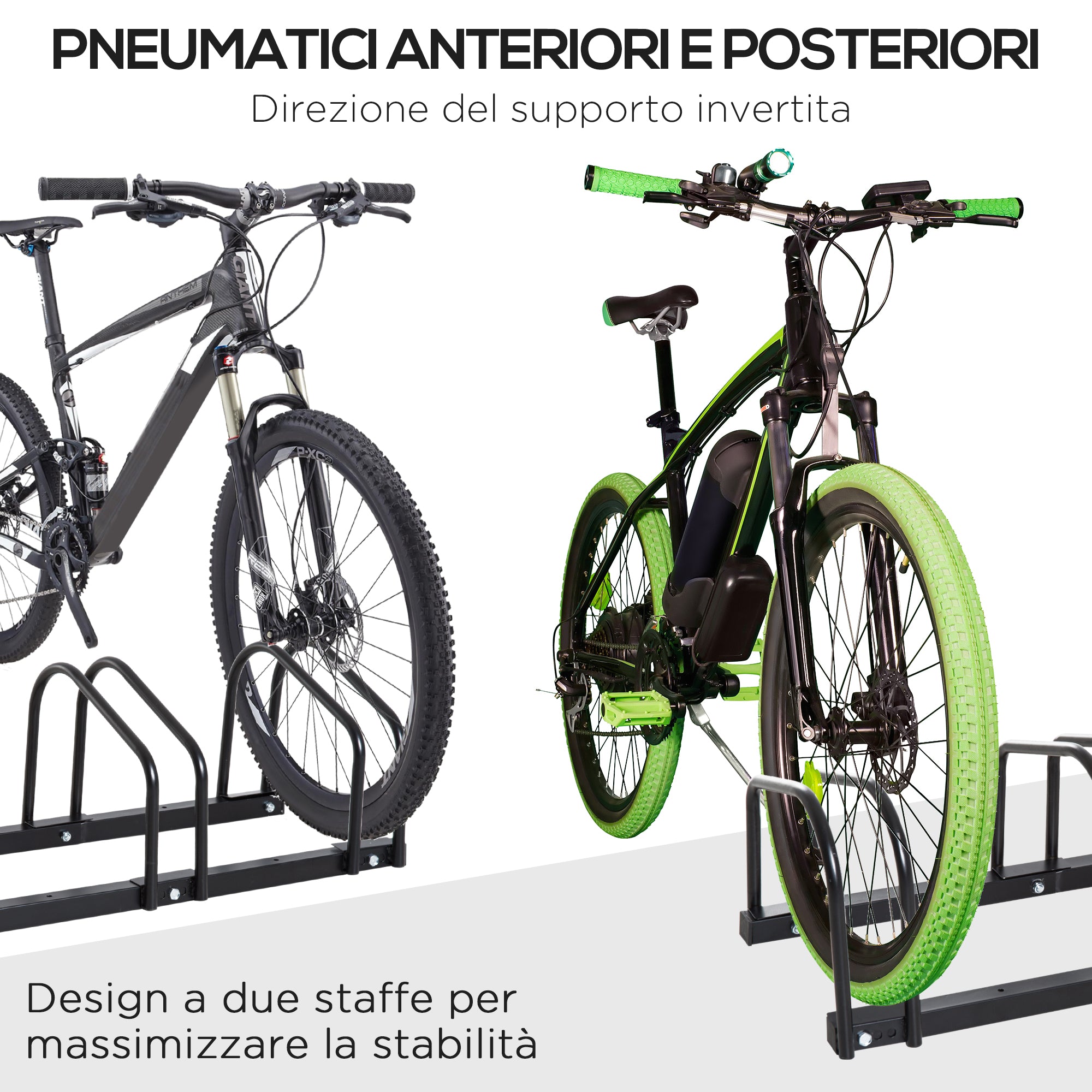 HOMCOM Bicycle Parking Rack for 4 Steel Bicycles, 110x33x27 cm, Black - Borgè
