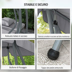 Swing Garden Bed with Adjustable Canopy and Trays, in Steel and Polyester, 200x120x164 cm, Gray - Borgè