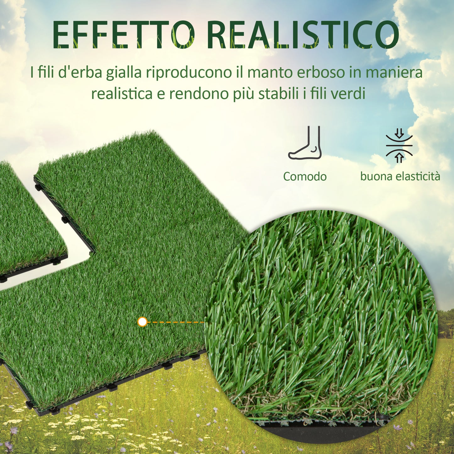 Synthetic Grass for Garden Set of 10pcs Outdoor Artificial Lawn