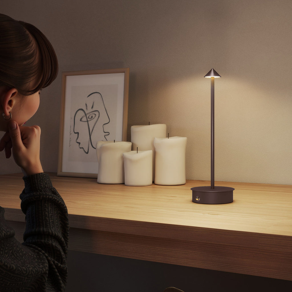 USB Rechargeable Touch Table Lamp, Adjustable 3000K/4500K/6500K, 4-8 Hour Battery Life, Coffee