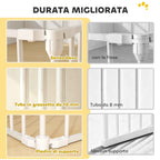 PawHut 8-Panel Modular Dog Playpen with Automatic Closure, Made of Steel and ABS, 61x3x75 cm, White