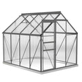 Outsunny Polycarbonate and Aluminum Greenhouse with Opening Window and Sliding Door, 190x253x199 cm, Dark Gray