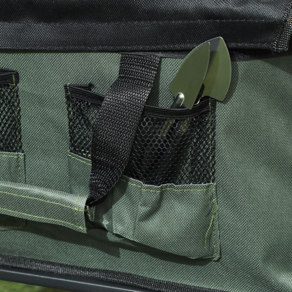 72L Folding Garden Trolley with Opening Panel, in Steel and Polyester, 114x46x65-92 cm, Green