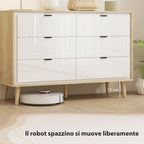 6-Drawer Wooden Chest of Drawers for Bedroom, 110x40x75 cm, Gloss White and Oak