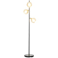 Homcom Tree metal ground lamp with 3 glass lampshades, Ø36x162 cm, black and gray - Borgè