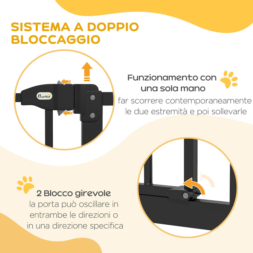 PawHut Extendable Dog Gate Without Screws Adjustable from 74-100 cm High 78 cm in Metal, Black - Borgè