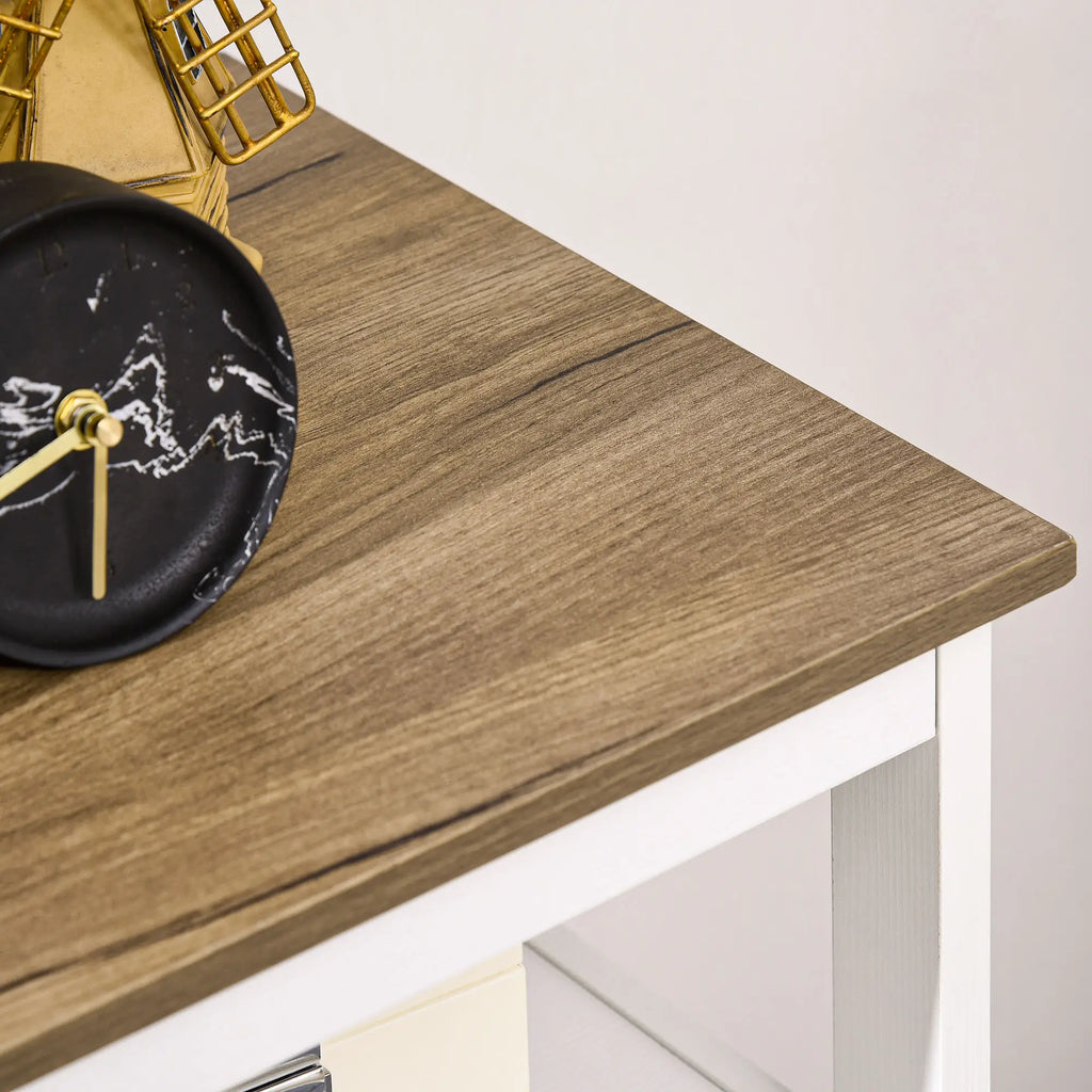 Rustic Style Kitchen Cabinet with Cabinets and Drawer, 76.6x 35x 81.5cm, White and Brown