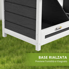 2-Panel Chicken Coop with Raised Base and Roof, Wood and Bitumen, 66x37x34 cm, Grey White and Black