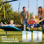 Garden Swing Frame for Children Ages 3-8 Years, Steel, 4 Hooks, 260x160x178 cm, Blue