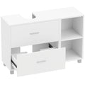 Bathroom Vanity Unit with 2 Drawers and Open Shelves, Wooden, 90x30x60 cm, White
