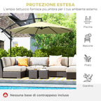 Outsunny 3x2.5m Garden Umbrella with Tilting Arm and Crank Handle, Beige