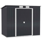 Outsunny Tool Shed with Sloped Roof, 2 Entrances and Air Vents, Steel, 213x130x172 cm, Dark Grey