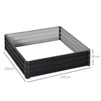 Open Bottom Raised Garden Bed with Covering, in Galvanized Steel, 120x120x30 cm, Gray - Borgè