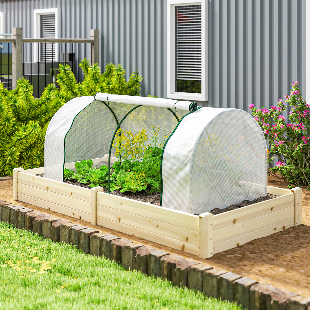 Outsunny Steel Tunnel Greenhouse with PVC Cover, 200x100x80 cm, White