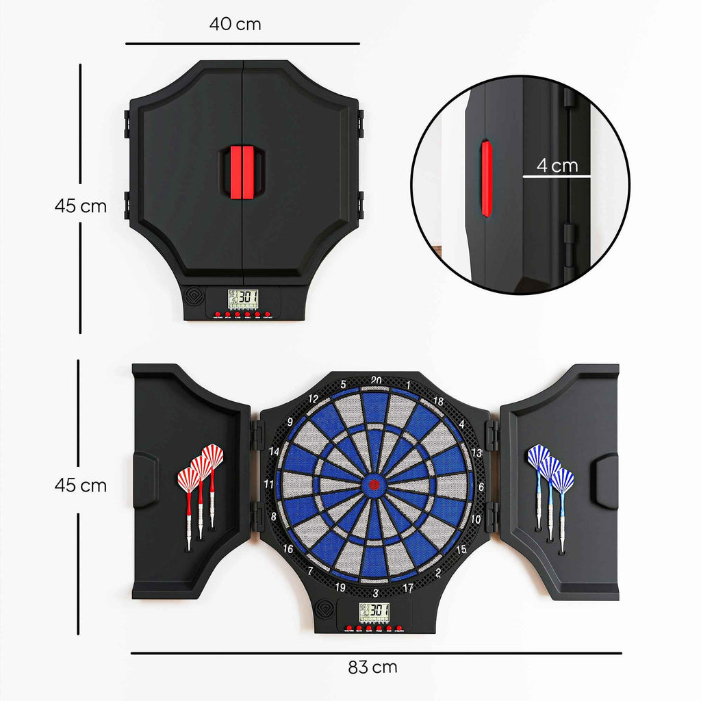 SPORTNOW Electronic Dartboard with 6 Darts and LCD Monitor for 31 Games, 83x45x4 cm, Black and Blue